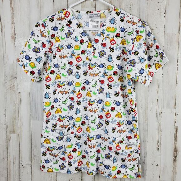 Uniform Advantage Scrub Top Bugs World Print Size XS - Picture 1 of 8